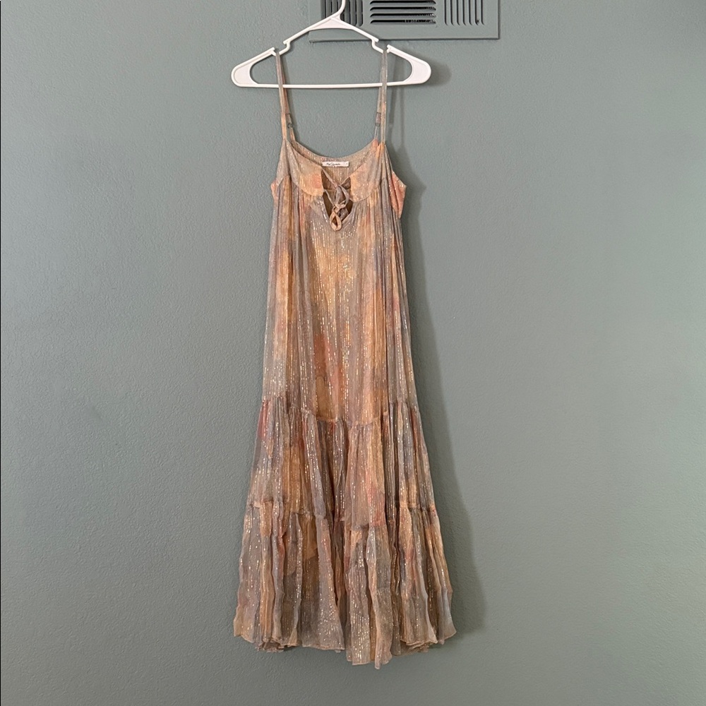 Mes Demoiselles Shimmering Gold and Silver Maxi Dress